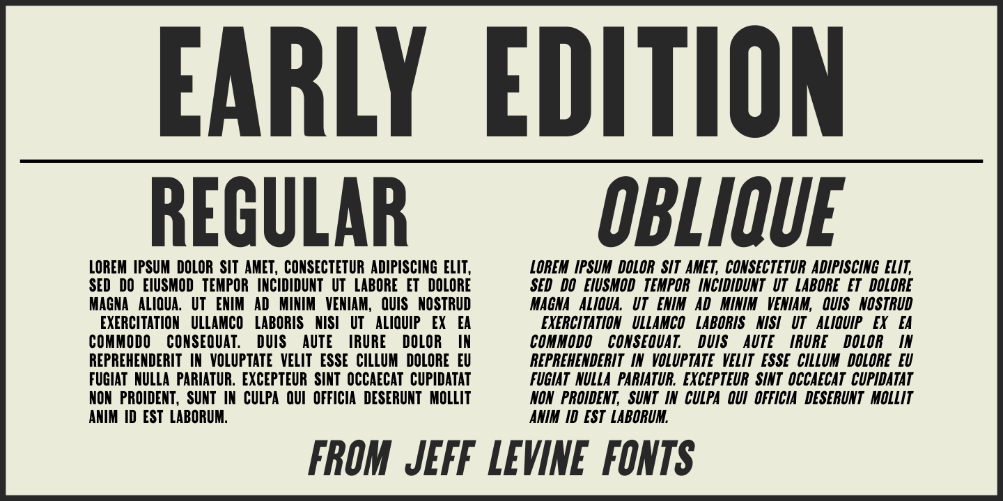 Early Edition JNL Font preview